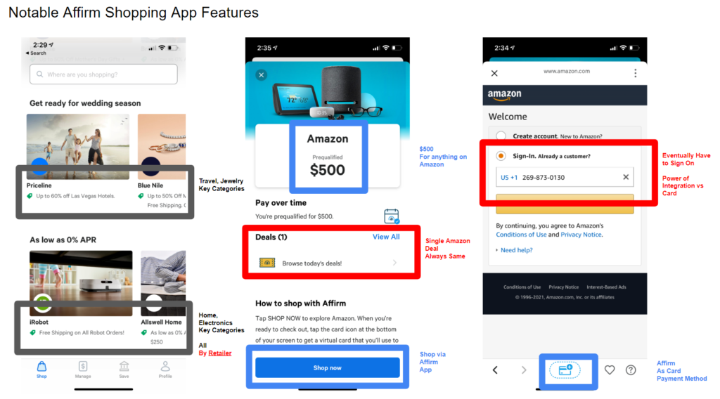 notable affirm shopping app features