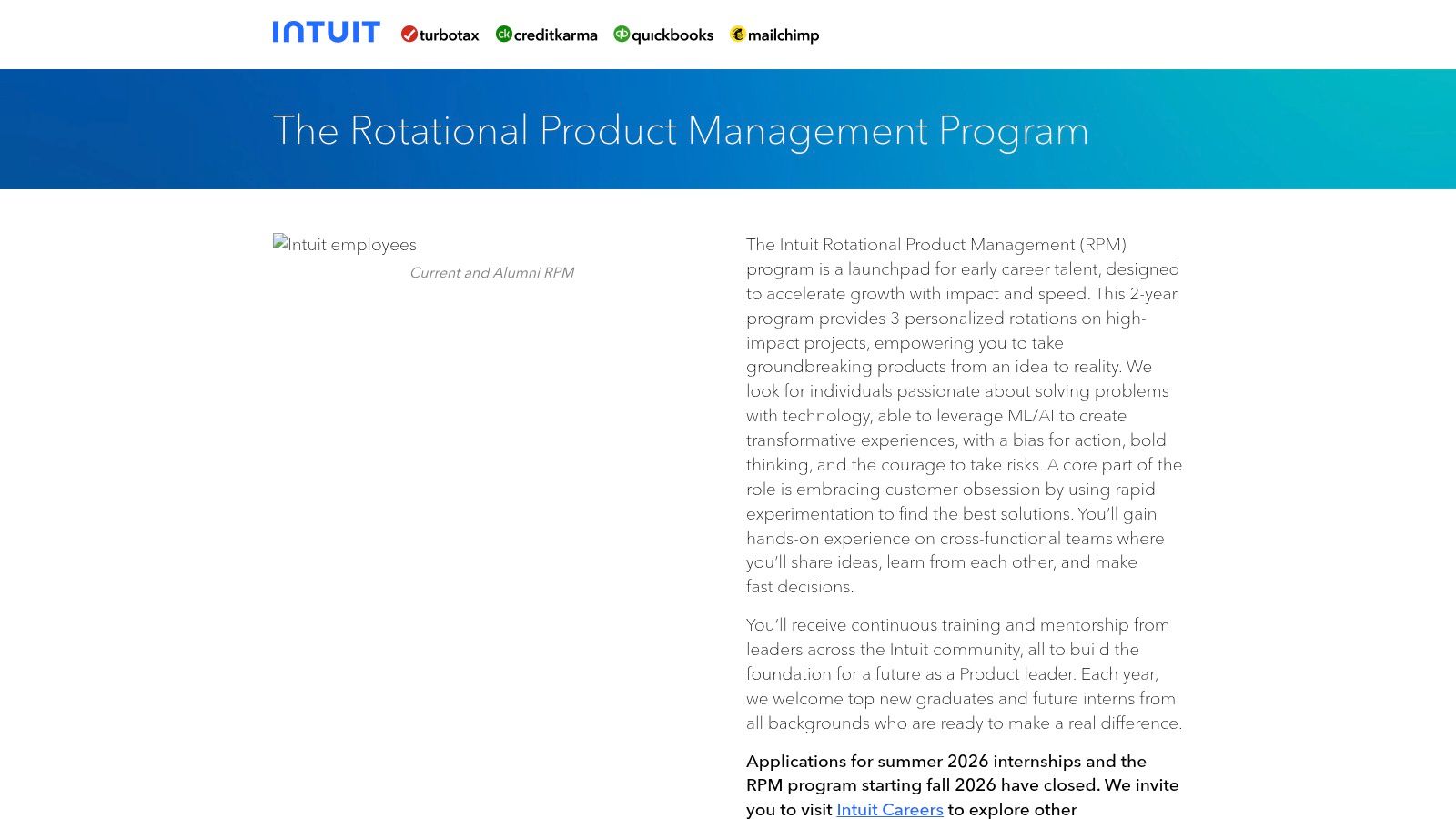 Intuit Rotational Product Management (RPM) Program