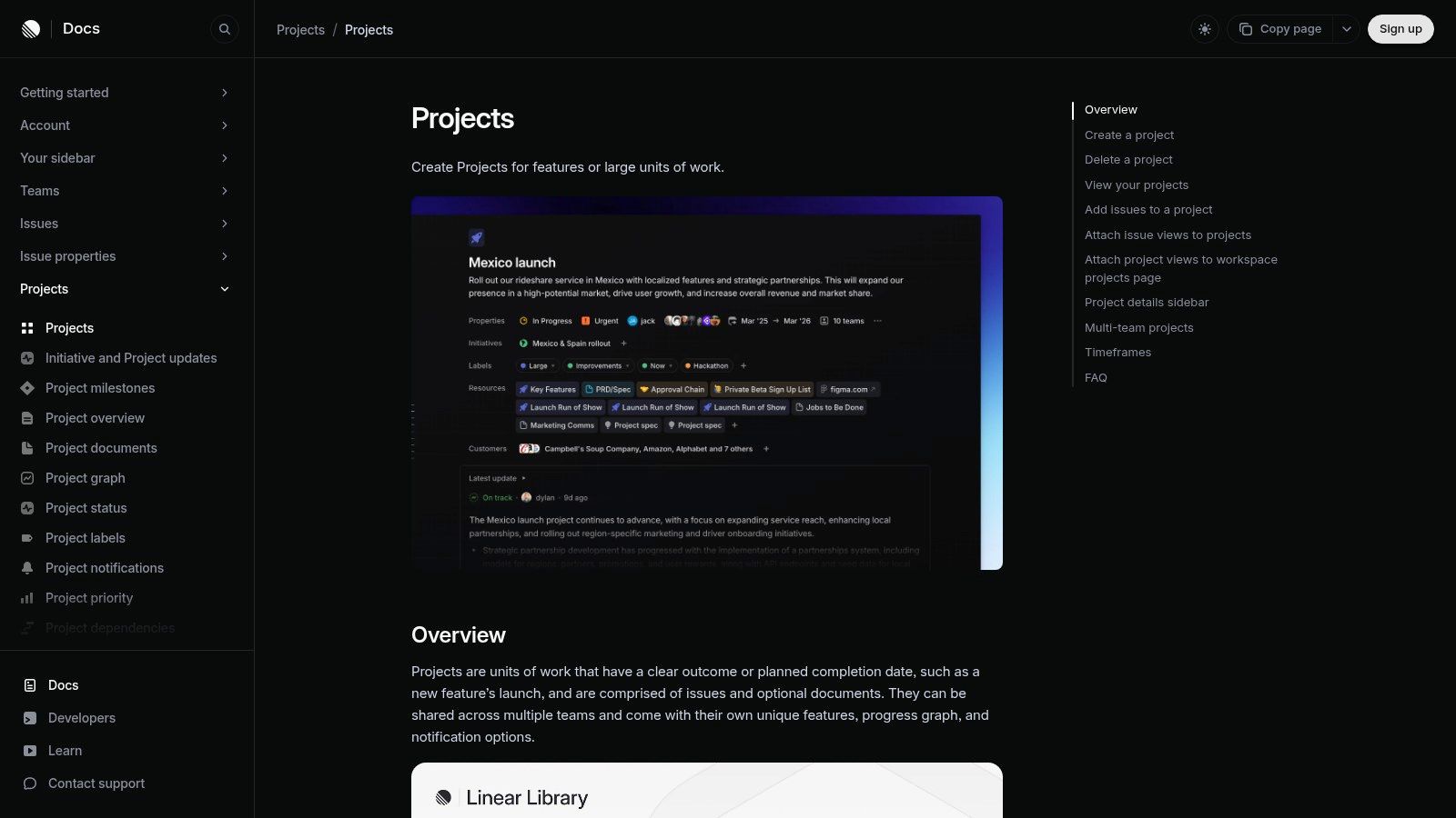 Screenshot from https://linear.app/docs/projects
